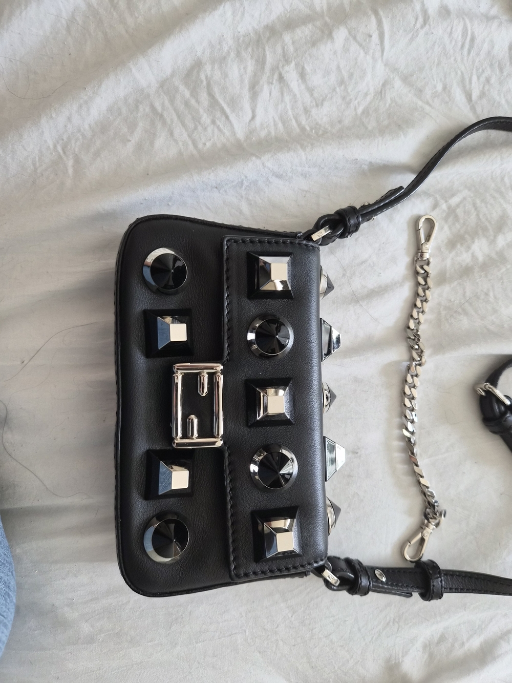 Fendi Black Mini Studded Leather Shoulder Bag - Picture 4 of 4